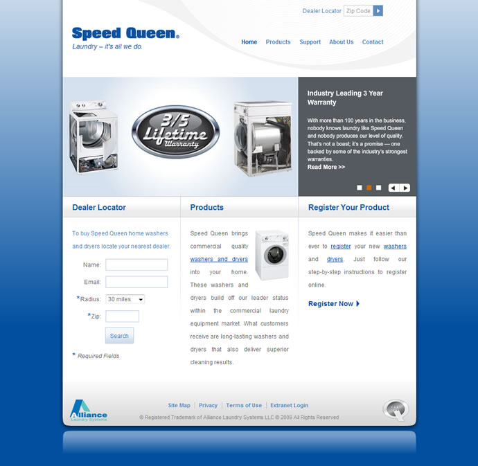 Speed Queen Home Laundry website