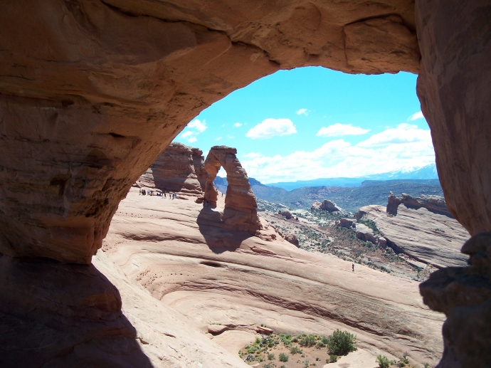 A look through an arch with Delicate Arch in the background.
 By: Neal Grosskopf
 At: 7:00:38 PM 6/5/2011
