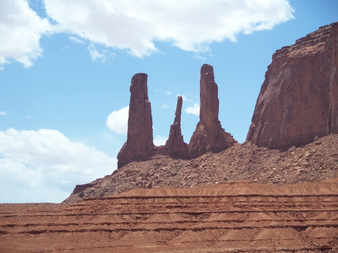 The Three Sisters at Monument Valley.
 By: Neal Grosskopf
 At: 6:46:57 PM 6/5/2011