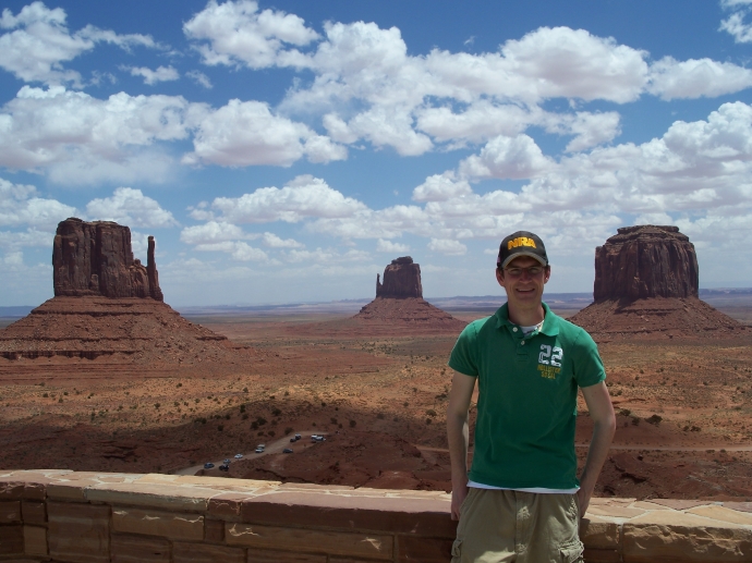 A picture of me at Monument Valley with the giant buttes in the background. The visitor center at the park is located in a place with a great view of the park.
 By: Neal Grosskopf
 At: 6:48:02 PM 6/5/2011